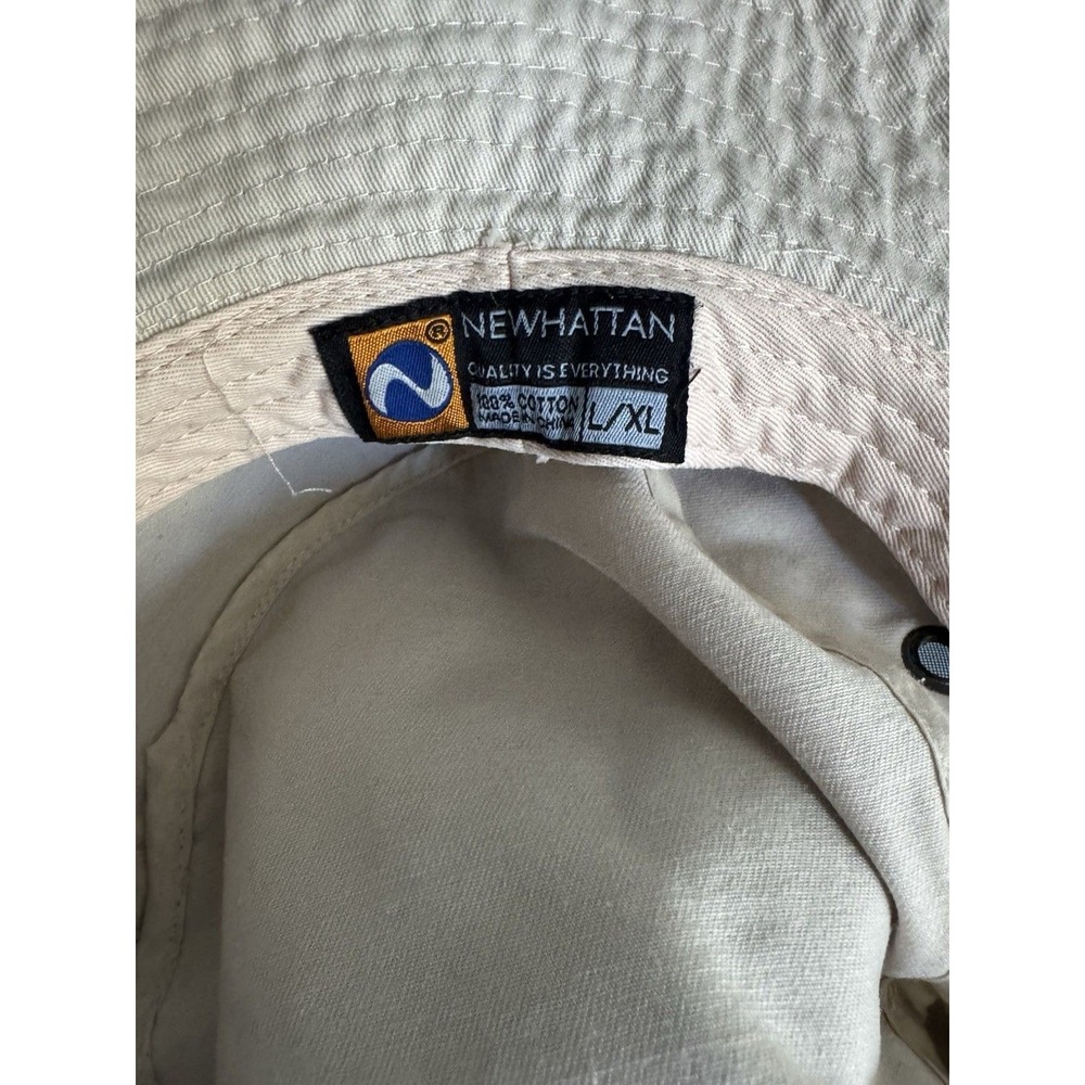 Newhattan Beige Cotton Bucket Hat Boonie Sun Hat L/XL Side Snaps Outdoor